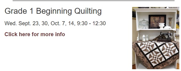 Grade 1 Beginner Quilting
